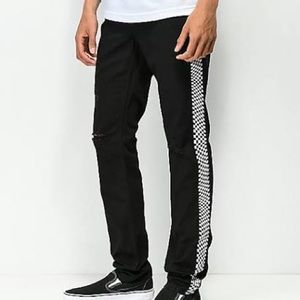 Empyre distressed jeans with check strip 34